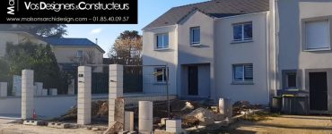 Maison porche rentrant contemporaine tuile noire sous sol dans les yvelines archidesign