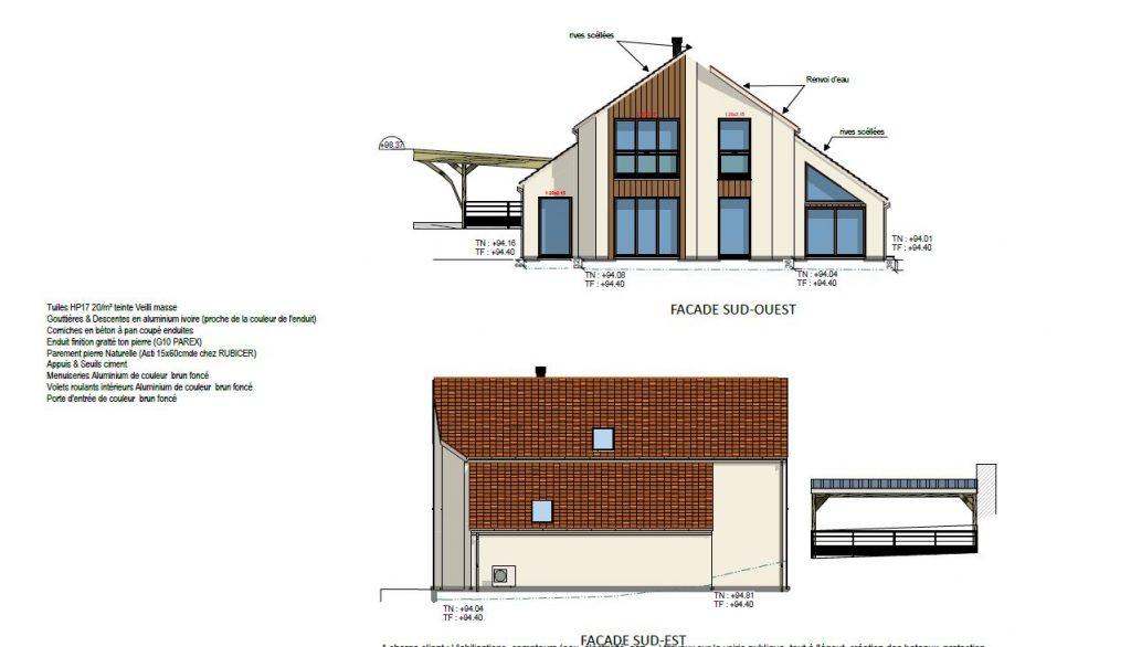 Façade permis de construire - Designer Architecte Constructeur Maison Design Toit Plat ou Classique sur Jouy en Josas 78 (2)