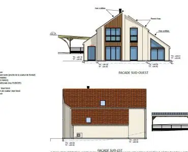 Façade permis de construire - Designer Architecte Constructeur Maison Design Toit Plat ou Classique sur Jouy en Josas 78 (2)