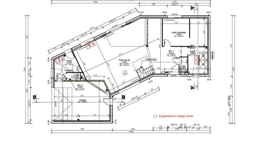 Plan RDC permis de construire - Designer Architecte Interieur Constructeur Maison sur Mesure Moderne Saint Pierre du Perray 91 (2)