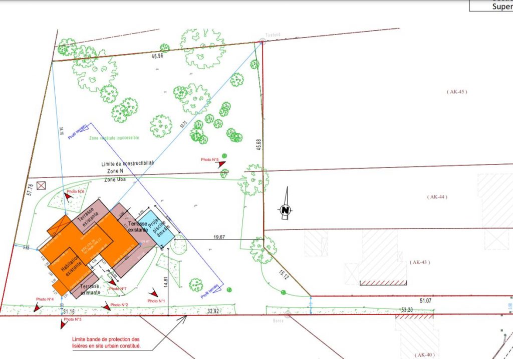 Plan Masse Construction Renovation Restructuration d'une maison neuve d'architecte à Auffargis proche Rambouillet et les Essarts le Roi