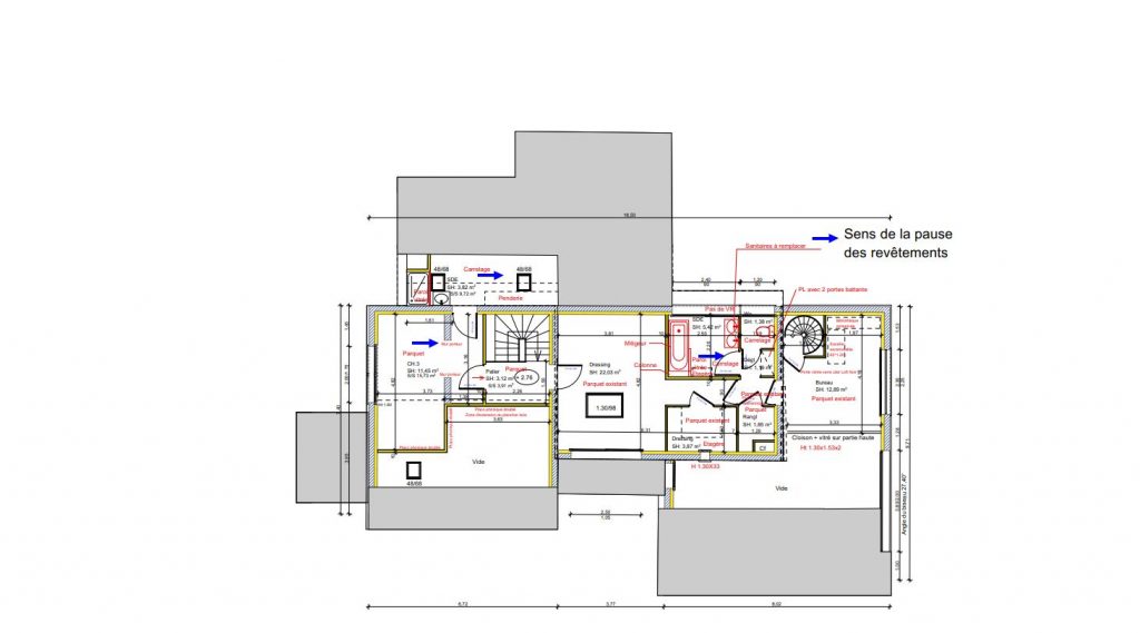 Plan Etage Construction maison architecte Auffargis Rambouillet les Essarts le Roi