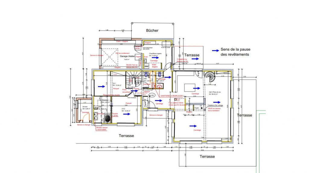 Plan RDC maison architecte Auffargis Rambouillet les Essarts le Roi